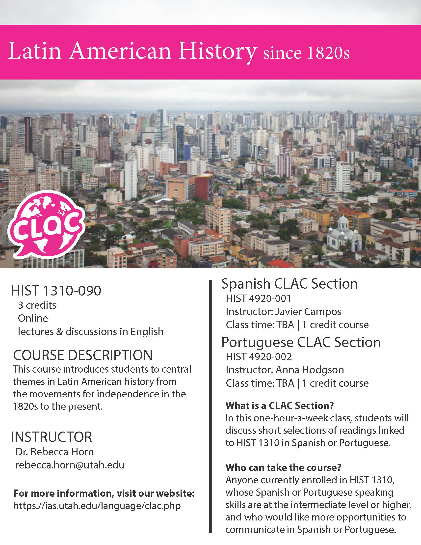 HIST 1300  Latin American Civilization to 1820s